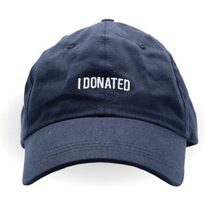 WWF Statement Cap - blauw met beige tekst - I donated - Tess van Zalinge