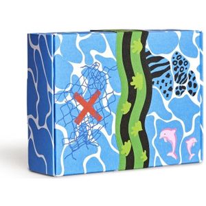 Happy Socks x WWF - Kids - 4 paar in blauwe giftbox - mt 0-12M
