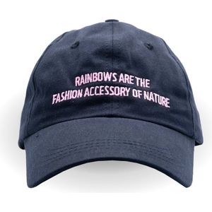 WWF Statement Cap - blauw met roze tekst - Rainbows - Loiza Lamers