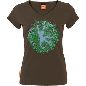 Okimono x WWF - Forest Jump - bruin - dames - v-hals - maat XS