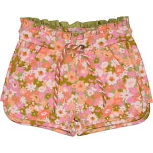 Meisjes sweat short - Brune - AOP roze bloemen