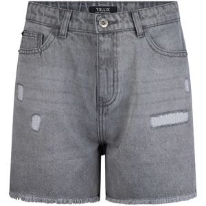 Meisjes jeans short - high waist - Used grijs denim