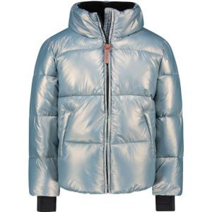 Meisjes winterjas kort met capuchon - Aqua