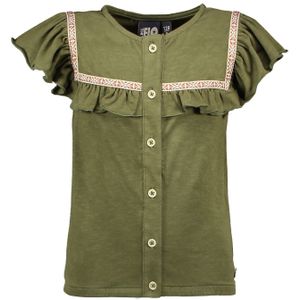 Meisjes blouse fancy ruffel - Olive