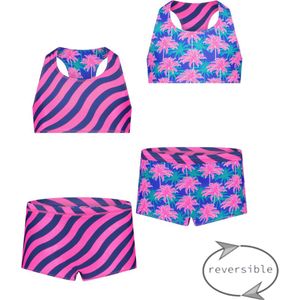 Meisjes reversibel bikini - Wave roze kobalt