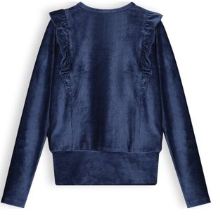 Meisjes shirt velours jersey rib - Kex - Navy blauw