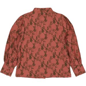 Meisjes blouse - Fara - AOP bloemen olijf groen