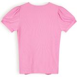 Meisjes t-shirt rib met knoop - Komy - Camelia roze