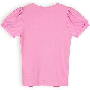 Meisjes t-shirt rib met knoop - Komy - Camelia roze