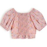 Meisjes blouse cropped met puffy mouw - Tomas - Zand blush