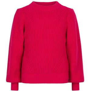 Meisjes trui gebreid - Helder magenta roze