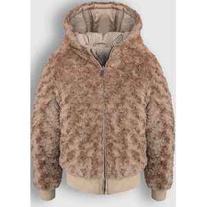 Meisjes reversibel winterjas fur met capuchon - Bye - Beige zand