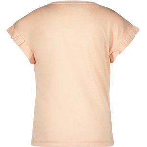 Meisjes t-shirt metallic jersey met ruffel - Sorbet