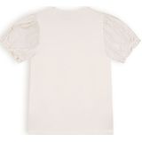 Meisjes t-shirt met puffy mouw - Kantal - Pearled ivoor wit