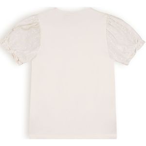 Meisjes t-shirt met puffy mouw - Kantal - Pearled ivoor wit