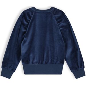 Meisjes sweater velours raglan - Kayla - Ensign blauw