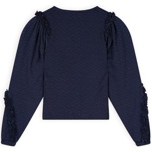 Meisjes t-shirt jersey fancy mouw - Kysa - Navy blauw