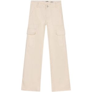 Meisjes jeans broek Cargo wide fit - Lily wit
