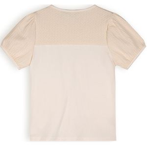 Meisjes t-shirt met puffy mouw - Karen - Pearled ivoor wit