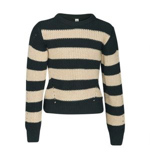 Meisjes sweater - Milou - Groen zand gestreept