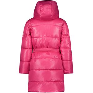 Meisjes winterjas met riem en furry tas - Birdo - Tickle me roze