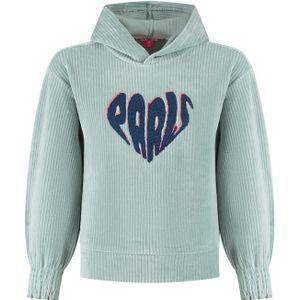 Meisjes hoodie rib velours - Powder blauw