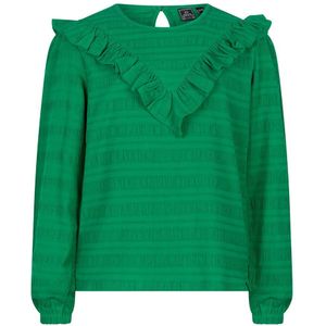 Meisjes shirt ruffel - Gras groen