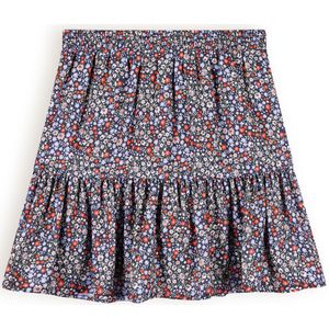 Meisjes rok bloemen - Nadine - Grijs navy blauw