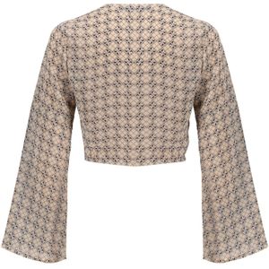 Meisjes blouse - Milou - Zwart / abrikoos print