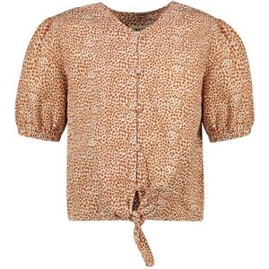 Meisjes blouse met knoop - Camel