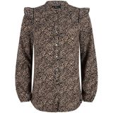 Meisjes blouse ruffel AOP - Zwart