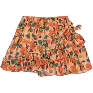 Quapi Rok BEVERLY met All Over Print en Ruches Roze/Groen/Oranje