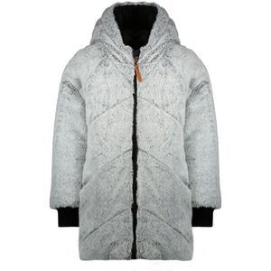 Meisjes reversible winterjas halflang met capuchon - Bay - Jet zwart