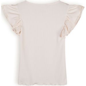 Meisjes t-shirt rib - Kiss - Pearled ivoor wit