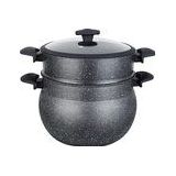 BIKO - Couscous pan - Stoompan - Marmeren coating - 6 Liter - Zwart