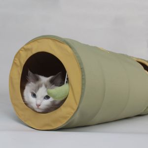 Kattenspeelgoed - speeltunnel met meerdere gaten - legergroen - voor katten < 10kg