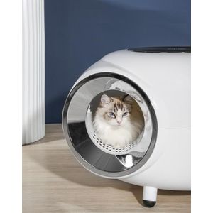 SpirePets ronde kattenbak met geur beheersing - geschikt voor grote katten