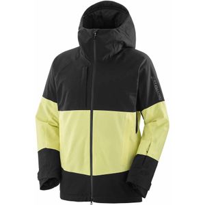 Salomon - Ski jassen - Transfer Puff Jacket M Deep Black/Charlock voor Heren - Maat S - Geel