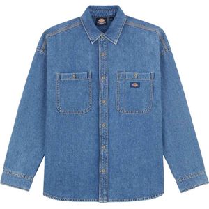 Dickies - Blouses - Houston LS Shirt Classic Blue voor Heren van Katoen - Maat XL - Blauw