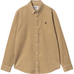 Carhartt - Blouses - L/S Madison Fine Cord Shirt Sable / Black voor Heren van Katoen - Maat L - Beige