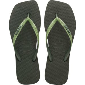 Havaianas - Dames sandalen en slippers - Square Glitter Olive Green voor Dames - Maat 39-40 - Kaki