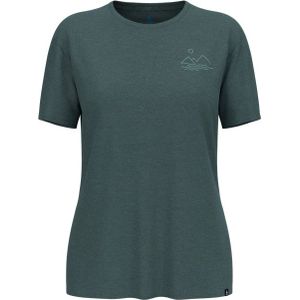 Odlo - Dames wandel- en bergkleding - Ascent Sun Sea Mountains T-Shirt Crew Neck SS Dark Slate Melange voor Dames - Maat M - Groen