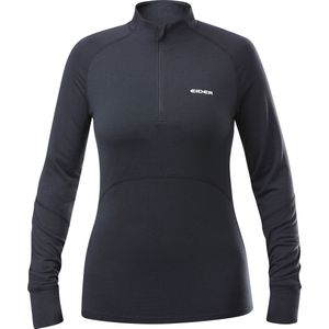 Eider - Dames thermokleding - W Sarenne Merino Half Zip Black voor Dames van Wol - Maat XL - Zwart
