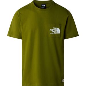 The North Face - T-shirts - M Berkeley California Pocket S/S Tee Forest Olive voor Heren van Katoen - Maat L - Kaki