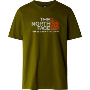 The North Face - T-shirts - M S/S Rust 2 Tee Forest Olive voor Heren van Katoen - Maat XL - Kaki