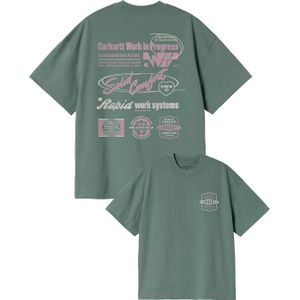 Carhartt WIP - T-shirts - S/S Networks T-Shirt Silver Pine voor Heren van Katoen - Maat M - Groen