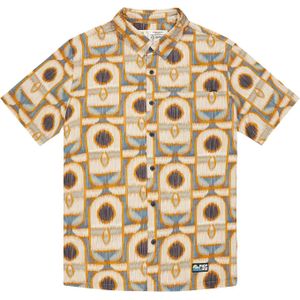 Picture Organic Clothing - Blouses - Leewarm Shirt Tiki Print voor Heren van Katoen - Maat S - Geel