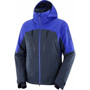 Salomon - Ski jassen - Brilliant Jacket M Carbon/Surf The Web voor Heren - Maat S - Blauw