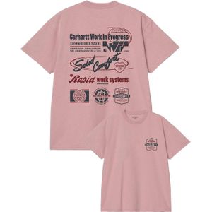 Carhartt WIP - T-shirts - S/S Networks T-Shirt Glassy Pink voor Heren van Katoen - Maat M - Roze