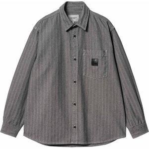 Carhartt - Blouses - Menard Shirt Jac Grey Rinsed voor Heren - Maat L - Grijs